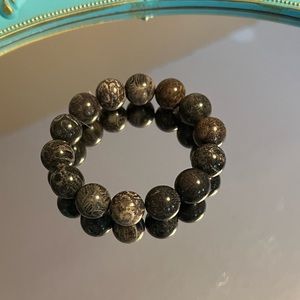 Black coral fossil beaded bracelet